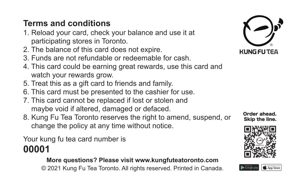 Kung Fu Tea Ontario Gift Card