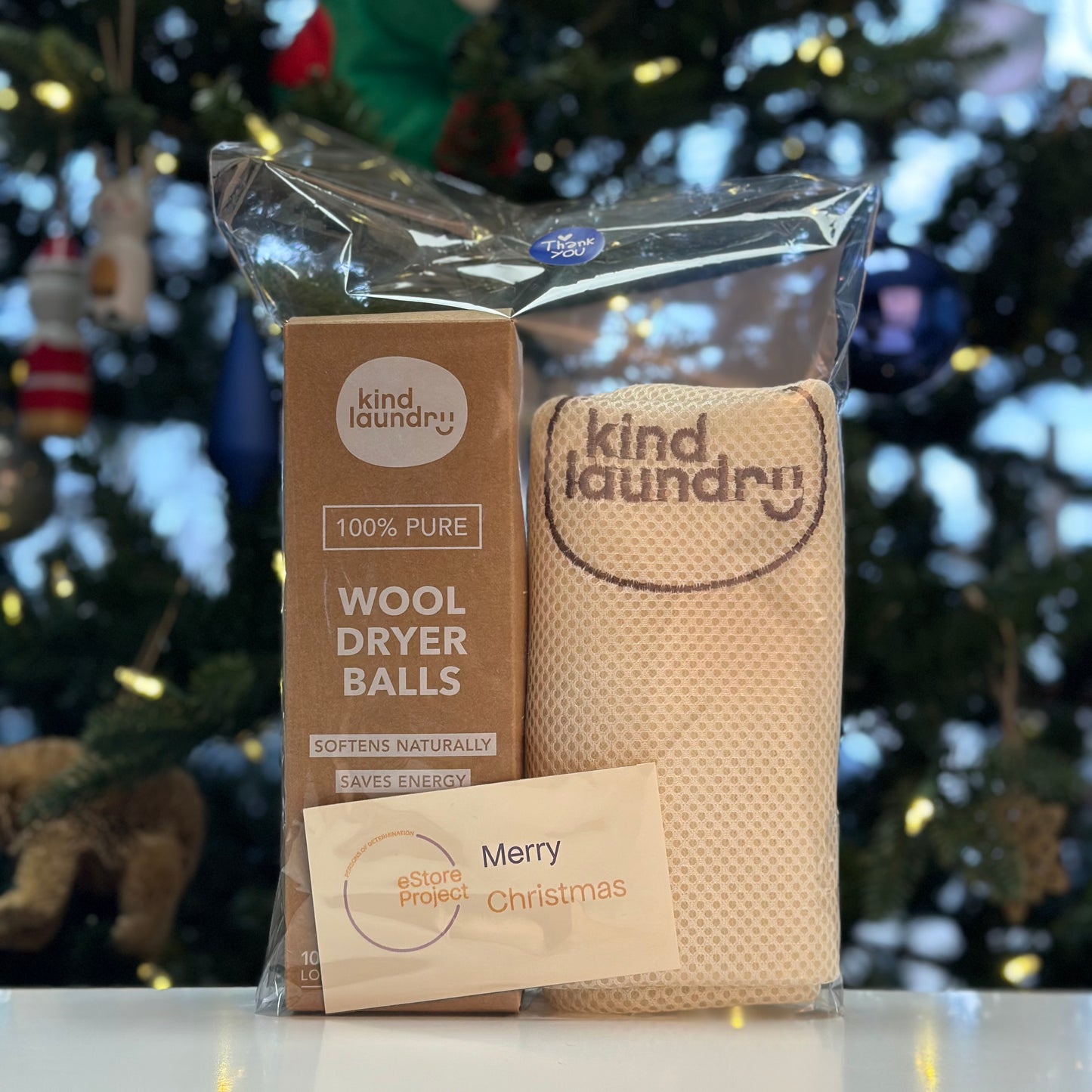 Kind Laundry Gift Bundle (Wool Dryer Balls + Premium Washable Mesh Laundry Bag)